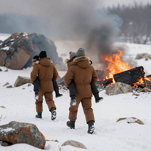 Snowy Adventure: Friends in Winter Terrain
