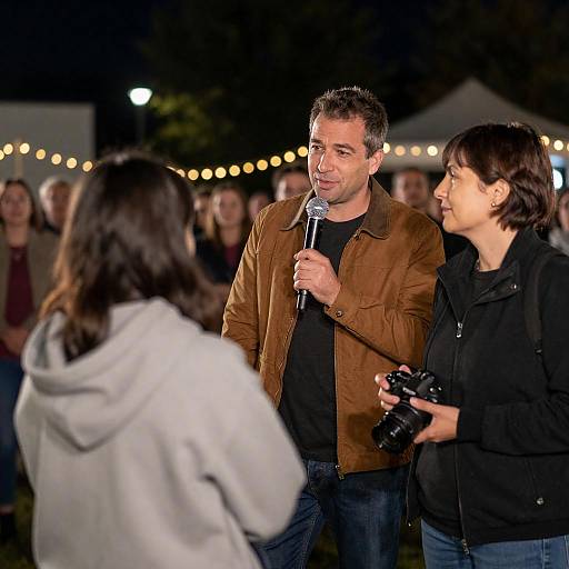 Nighttime Outdoor Event with Hosts