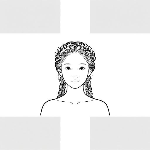 Minimalist Black-and-White Braided Portrait