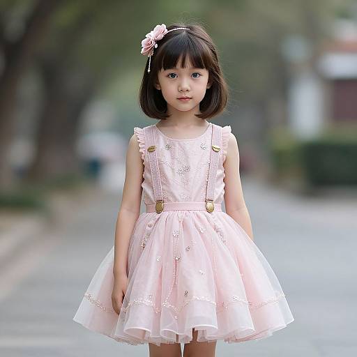 Realistic Solo Girl in Pink Dress