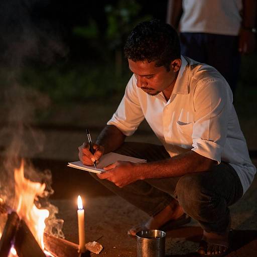 Nighttime Writing by Candlelight