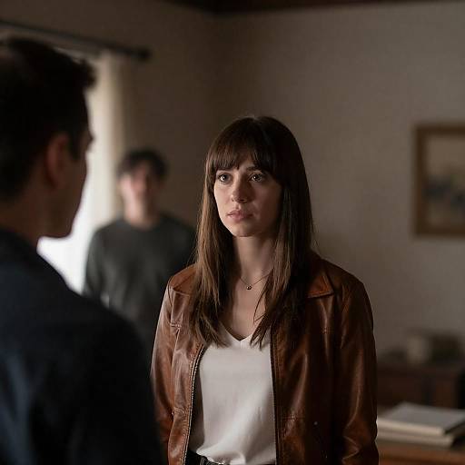 Dimly Lit Confrontation in Rustic Room