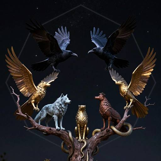 Mystical Nordic Ravens and Winged Creatures