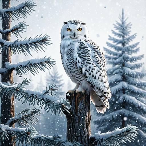 Snowy Owl in a Winter Wonderland Scene