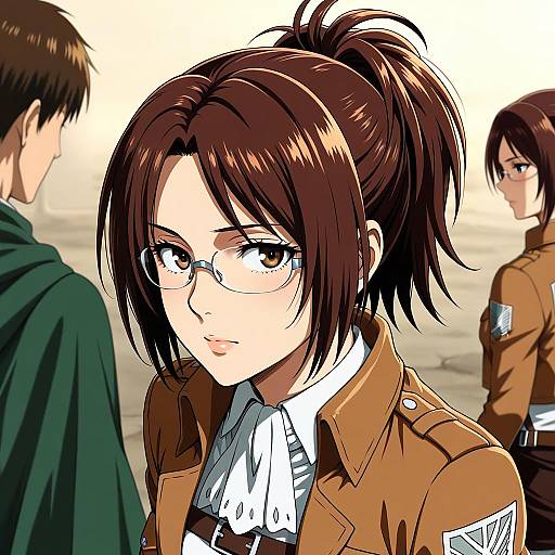 Illustration of Hange zoe, shingeki no kyojin in the style of Mel/a