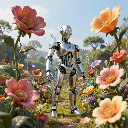 Fantasy Cybernetic Garden of AI Blooms