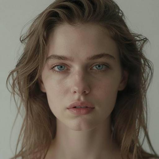 Serene Portrait of Young Woman with Tousled Hair