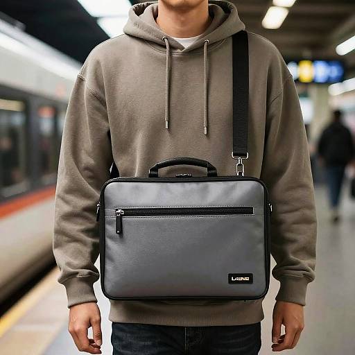 Stylish Commuter at Urban Train Station