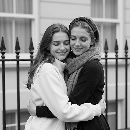 Embracing Friendship in Monochrome