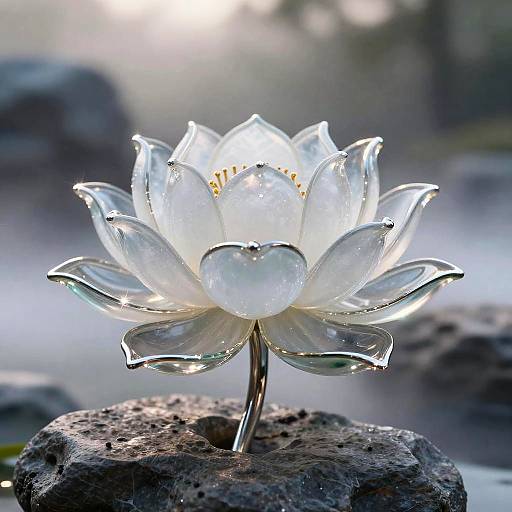 Macro Aquamarine Lotus in Zen Garden