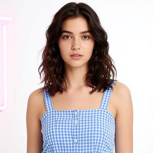 Portrait of Woman in Gingham Sundress