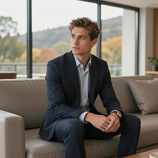 Sophisticated Man in Modern Living Space