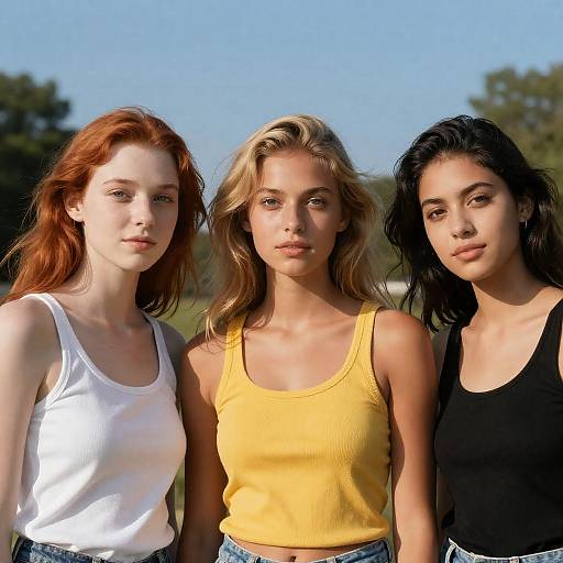 Three Young Women Outdoor Summer Portrait