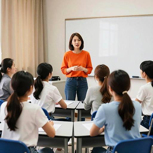 Woman Leading Casual Classroom Discussion