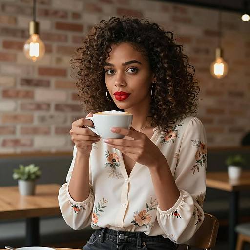 Cozy Café Moment: Diverse Women Enjoying Coffee