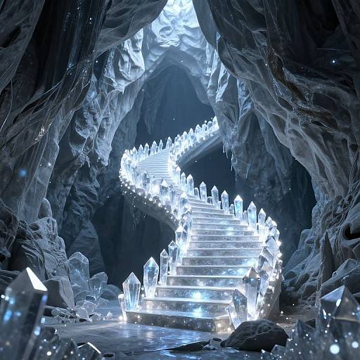 Ethereal 3D Crystalline Staircase Landscape
