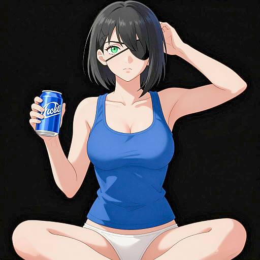 Seductive CGI Woman with Eyepatch