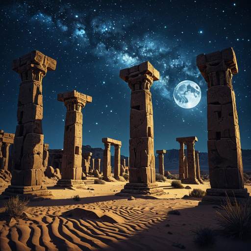 Ancient Desert Ruins Under Starry Sky