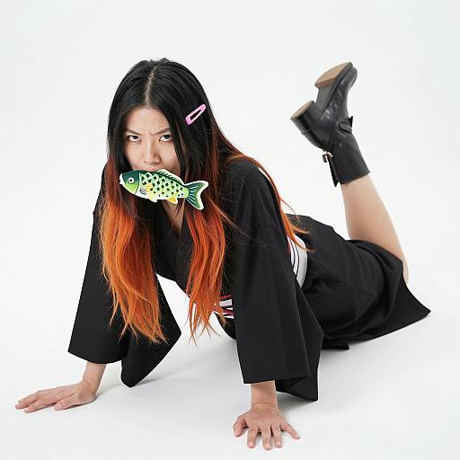 Striking Portrait of Asian Woman in Kimono