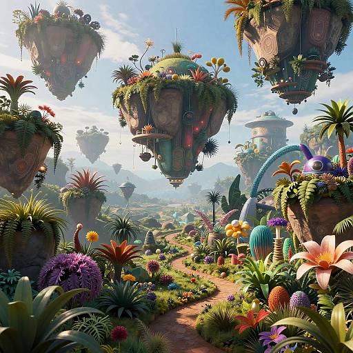 Surreal Dreamscape with Futuristic Plants