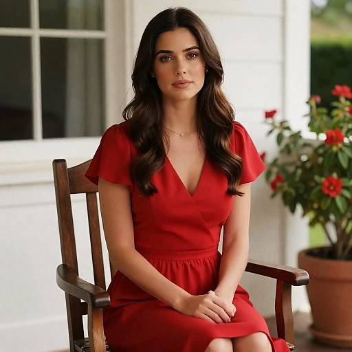 Serene Woman on a Wooden Porch