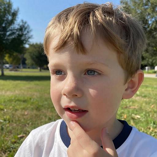 Sunny Day Portrait of a Young Boy