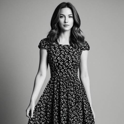 Brunette Woman in Floral Dress