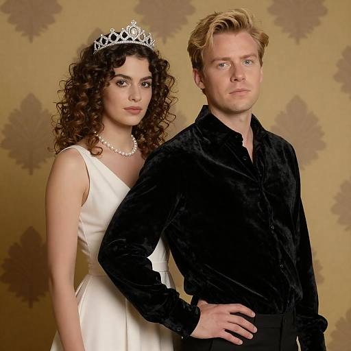 Elegant Couple Portrait with Leafy Background