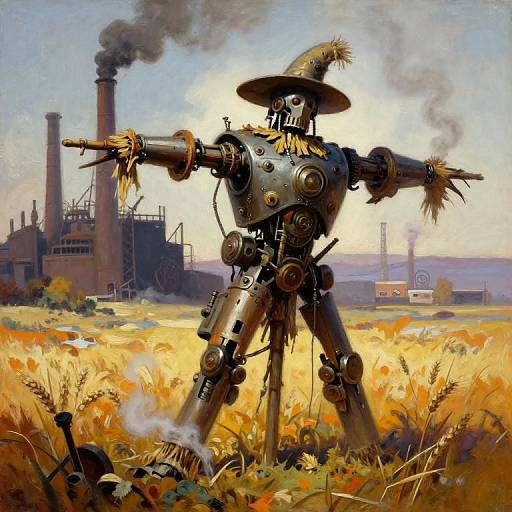 Frazetta-Inspired Steampunk Mecha Scarecrow