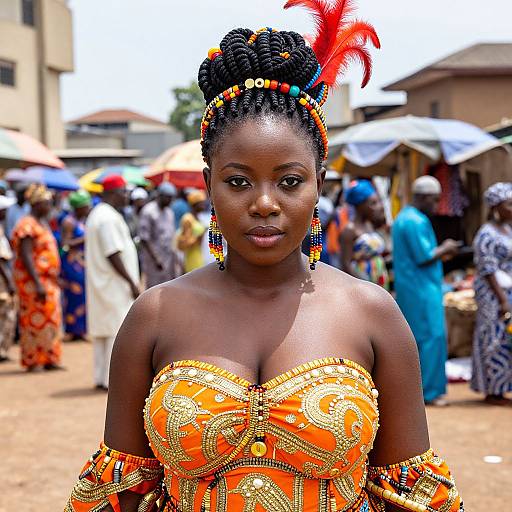 Vibrant African Woman in Traditional Attire