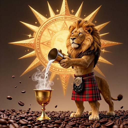 Plaid Lion Pouring Elixir Ritual