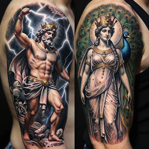 Zeus and Hera Classical Tattoo Art