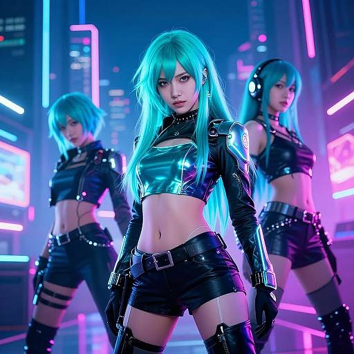 Turquoise Hair in Cyberpunk City