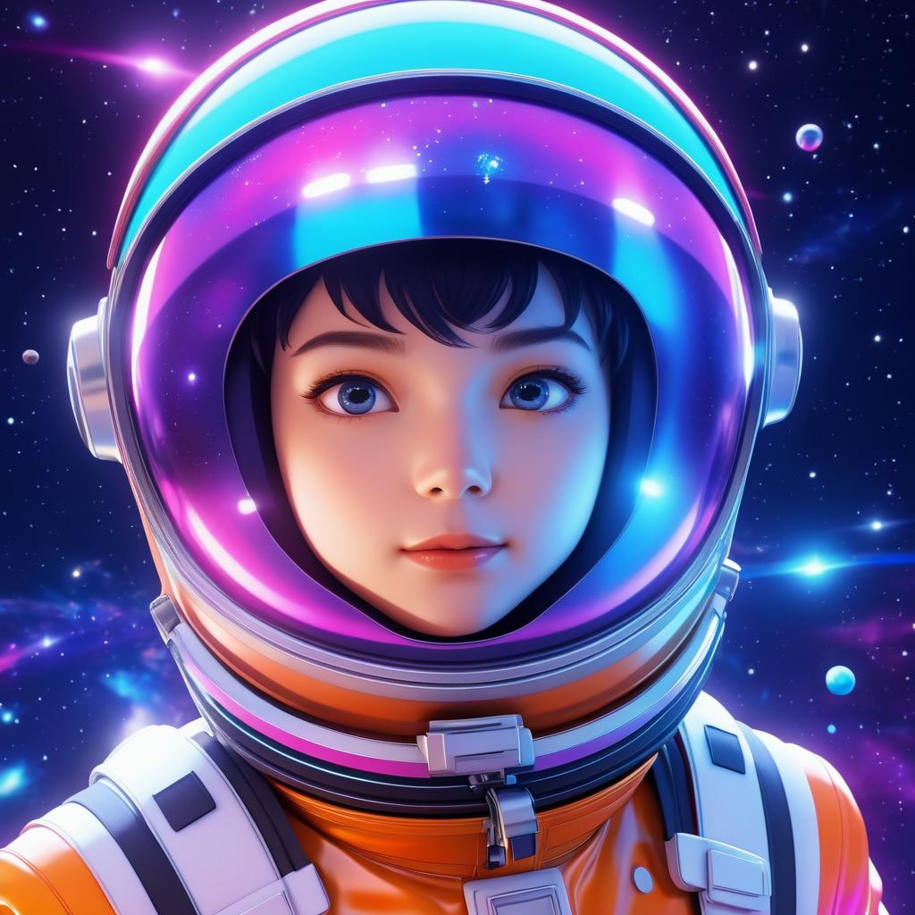 Vibrant Anime Space Explorer in Freefall