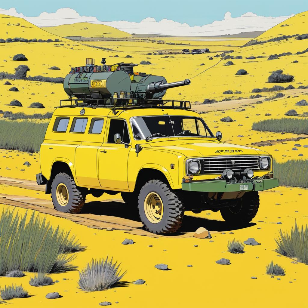 Vibrant Off-Road Yellow Tank Illustration