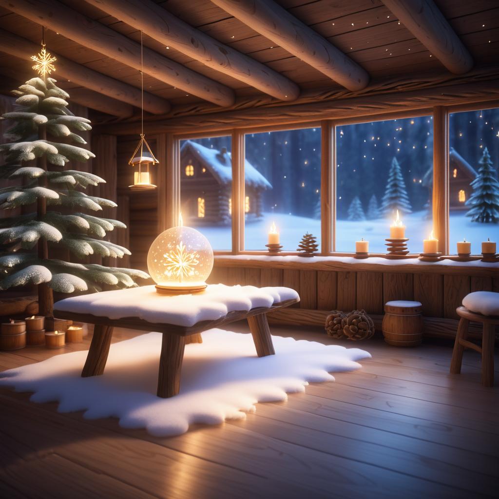 Enchanting Snow Sprite in Cozy Cabin