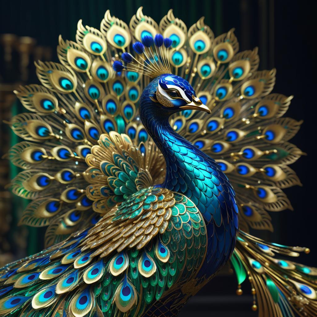 Ornate Digital Peacock in Vivid Detail