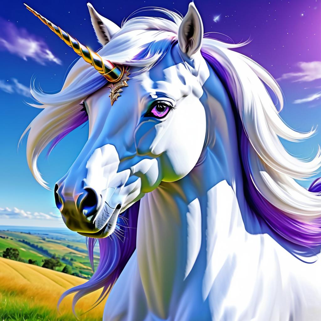 Majestic Unicorn in Enchanted Meadow