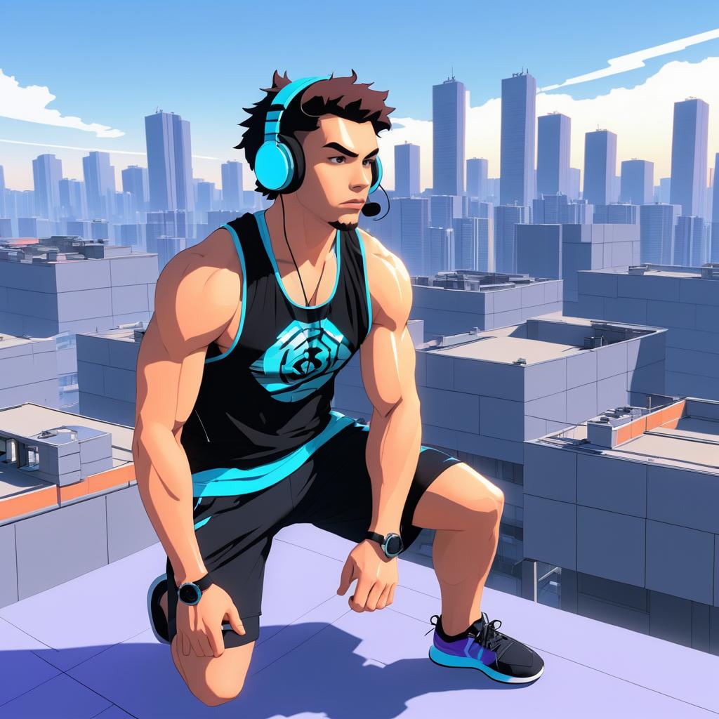 Urban Parkour Artist in Anime Style