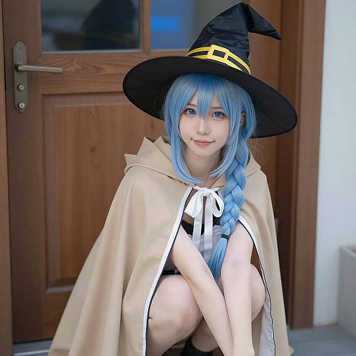 Young Witch with Blue Hair Portrait