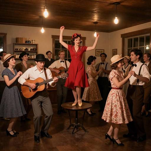 Vintage Dance Party in Warm Lighting