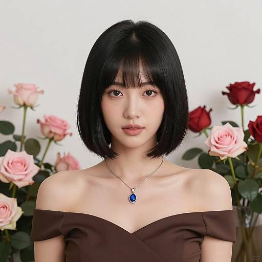 Elegant Portrait of Woman with Black Bob