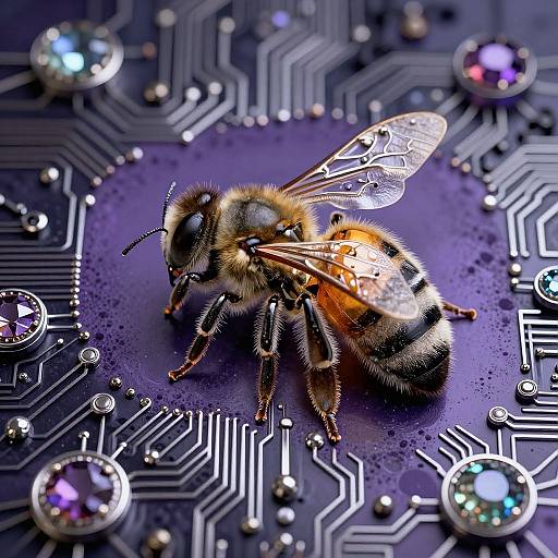 Retro Futuristic Honeybee Circuitry Masterpiece
