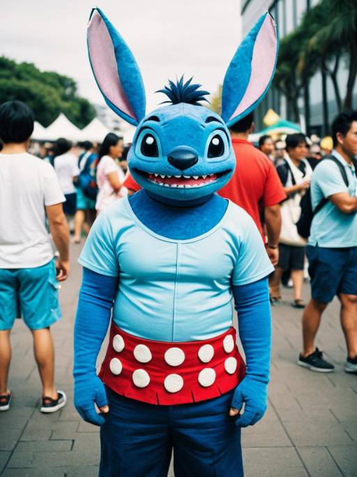 Man in Lilo Stitch Cosplay Costume at Festival