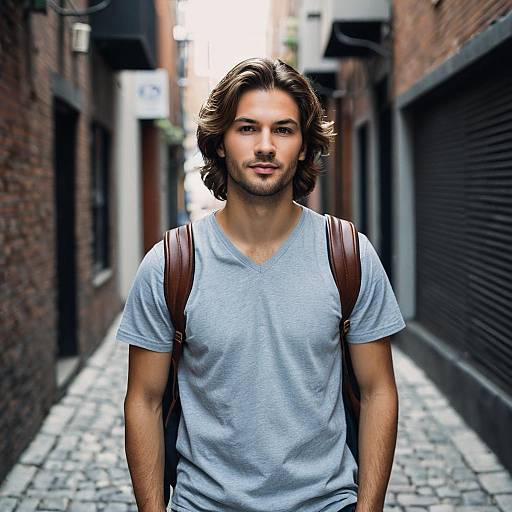 Young Man Standing in Urban Alleyway