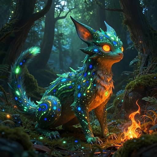 Mystical Forest Creature with Glowing Patterns