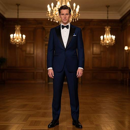 Elegant Man in Midnight Blue Tuxedo