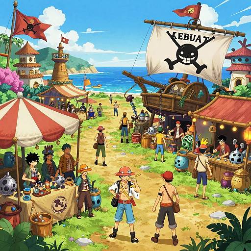 Anime Pirate Market in Fantasy Town