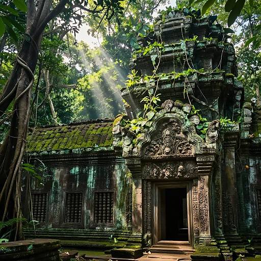 Ancient Jungle Temple with Mystical Symbols
