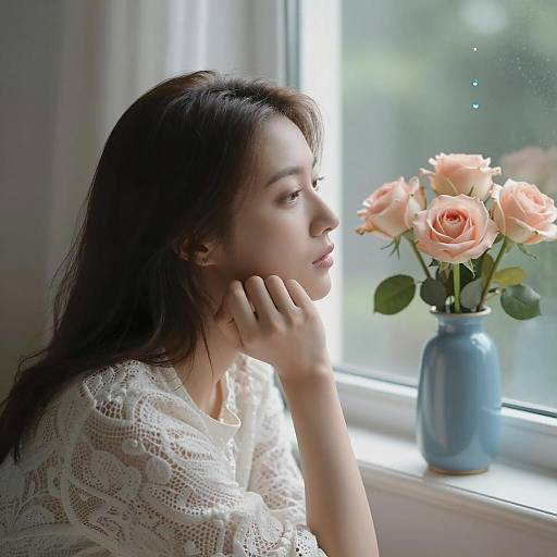 Contemplative Woman by the Window